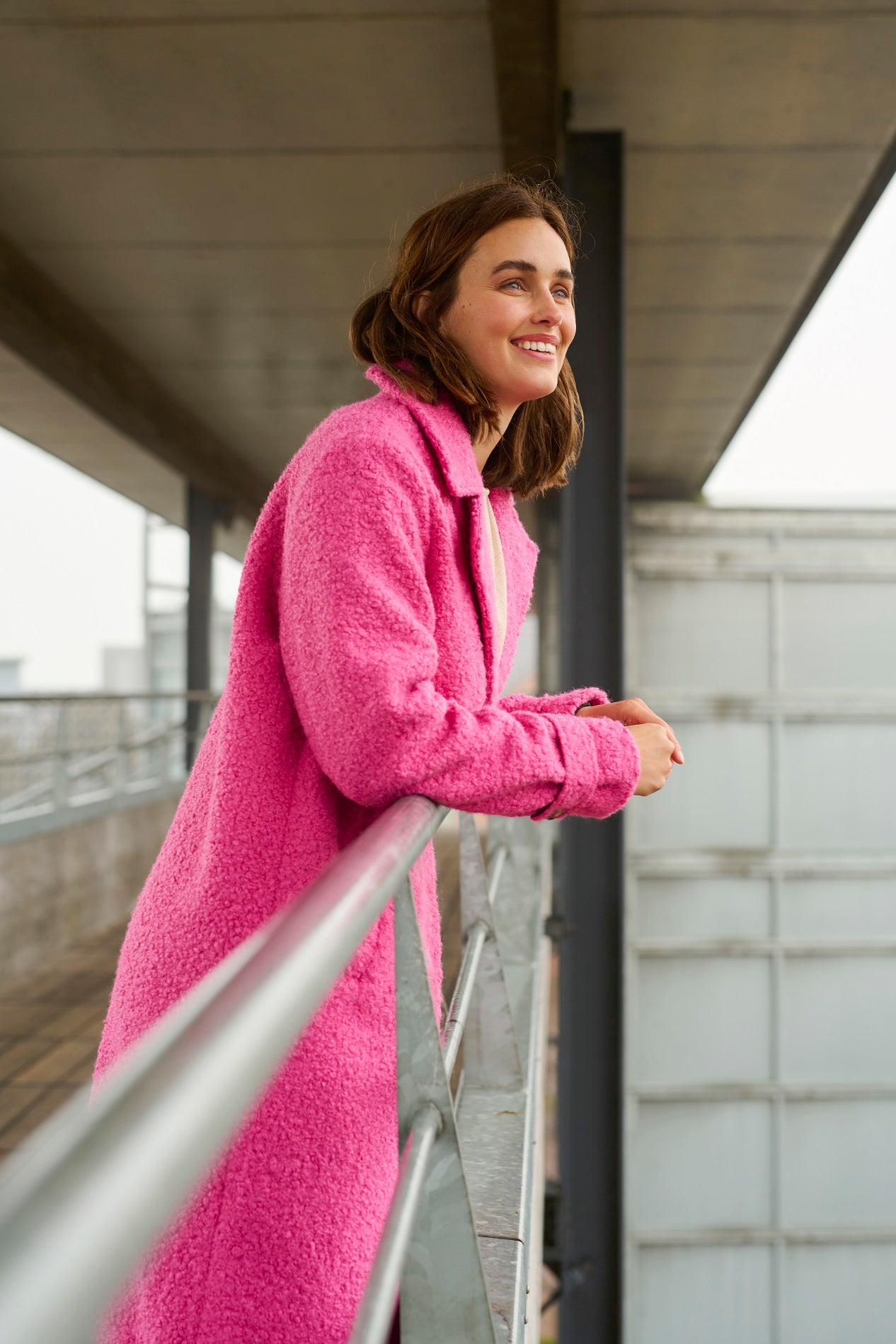 KAFFE ANNE Shocking Pink Teddy Jacket