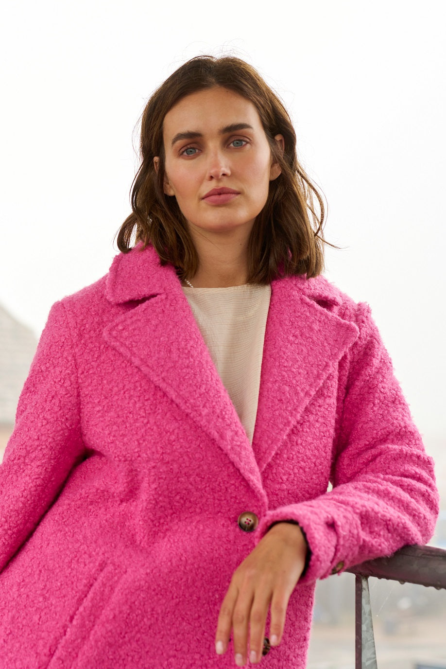 KAFFE ANNE Shocking Pink Teddy Jacket