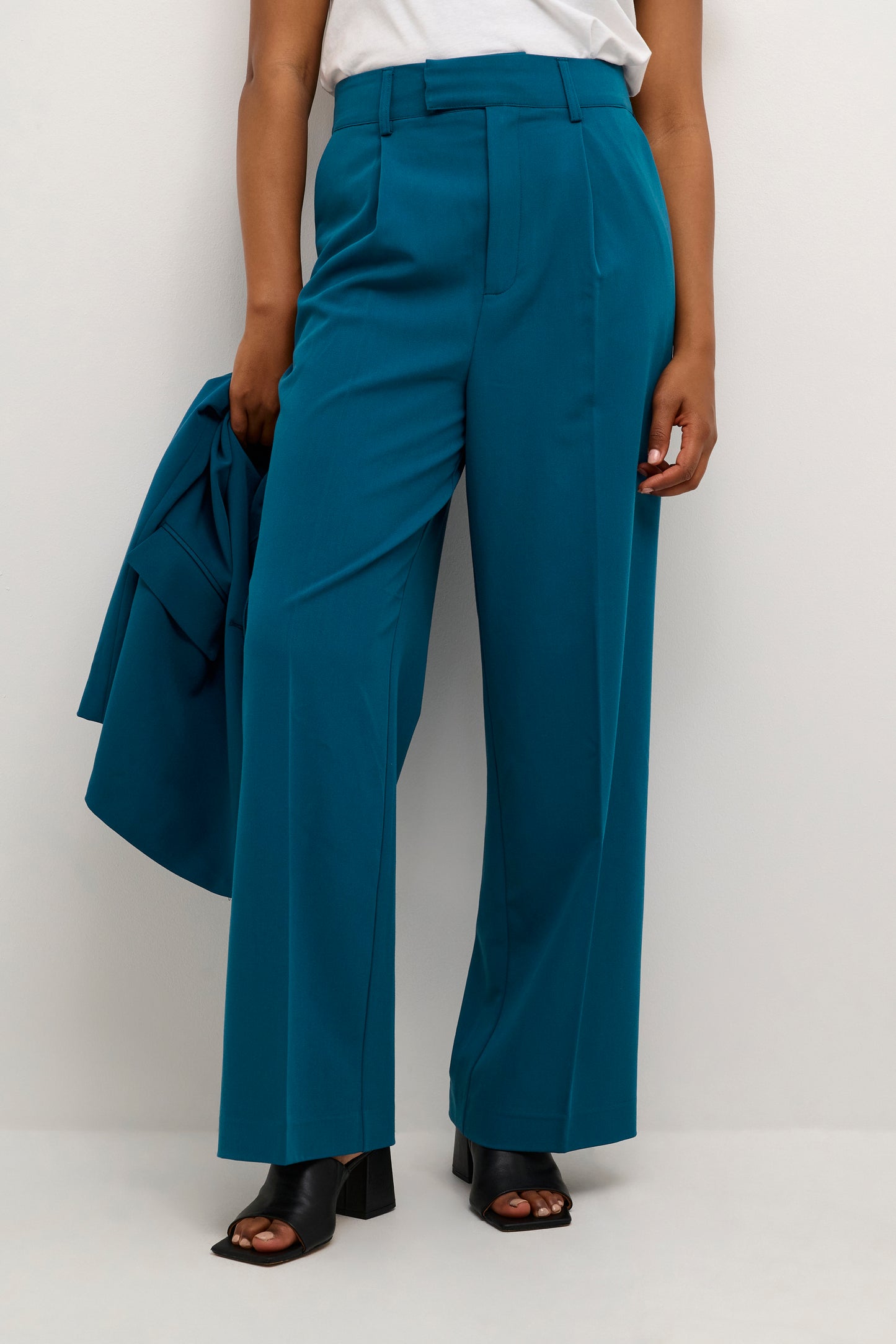 KAFFE Kasolvej Teal Legion Blue High-Waisted Wide Pants