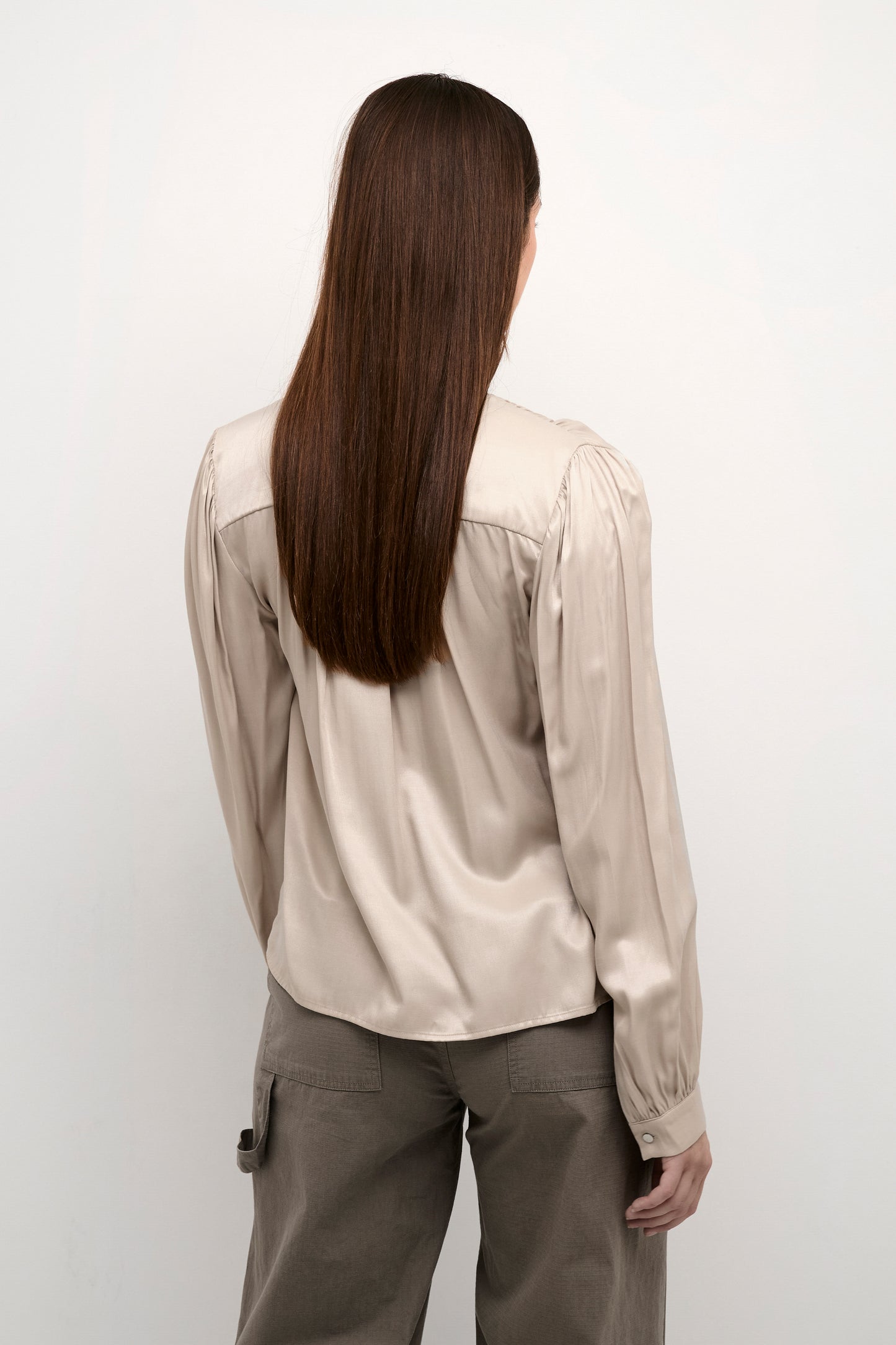 KAFFE Laura Champagne Satin Blouse