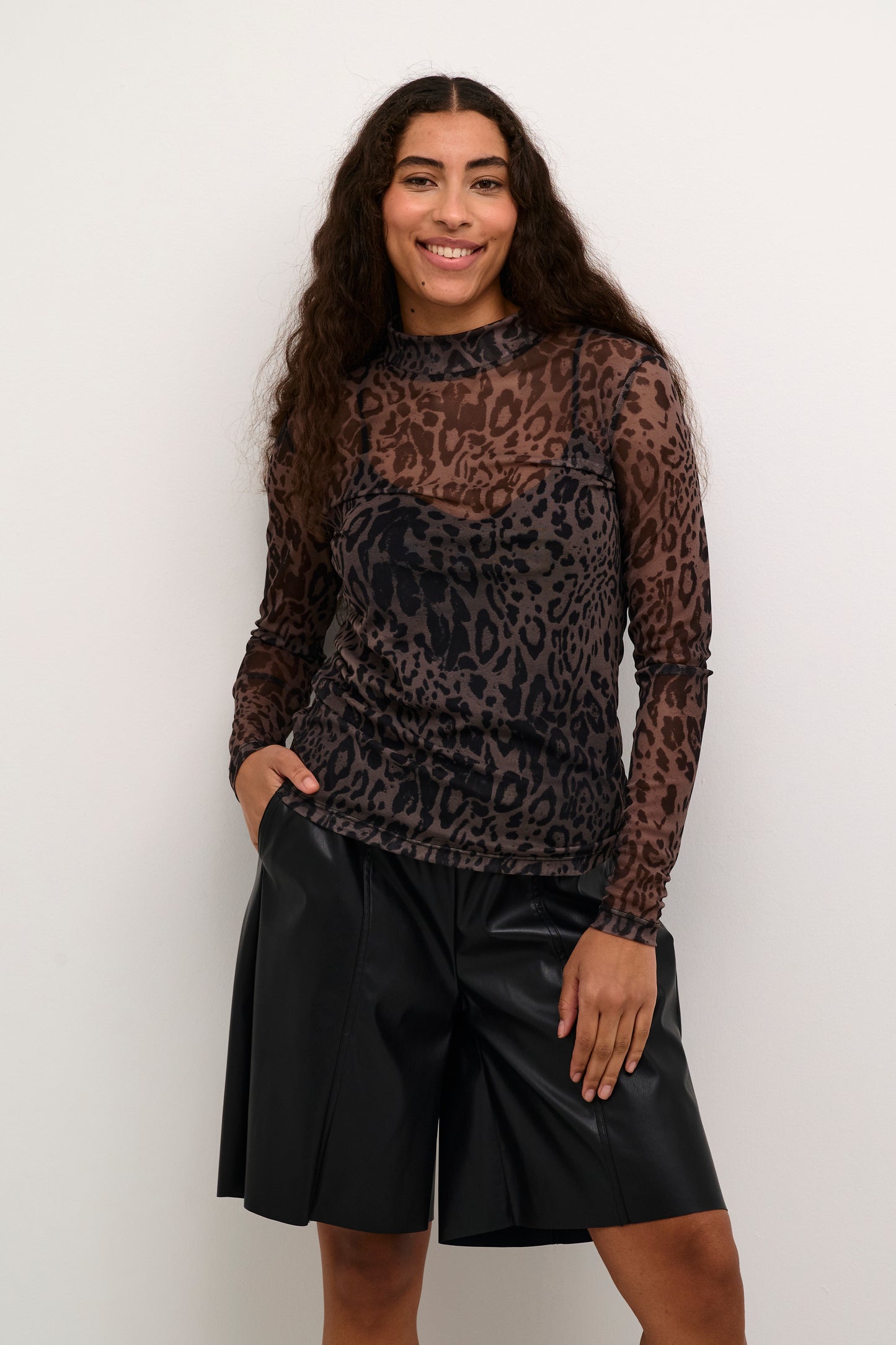 KAFFE JOEY Leopard Print Mesh