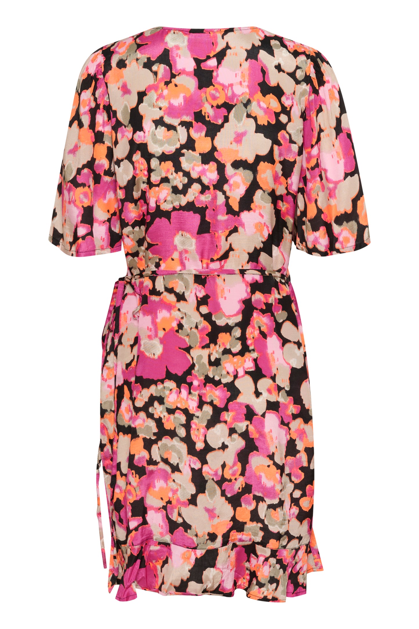 KAFFE POLLY Pink Floral Melon Wrap Dress