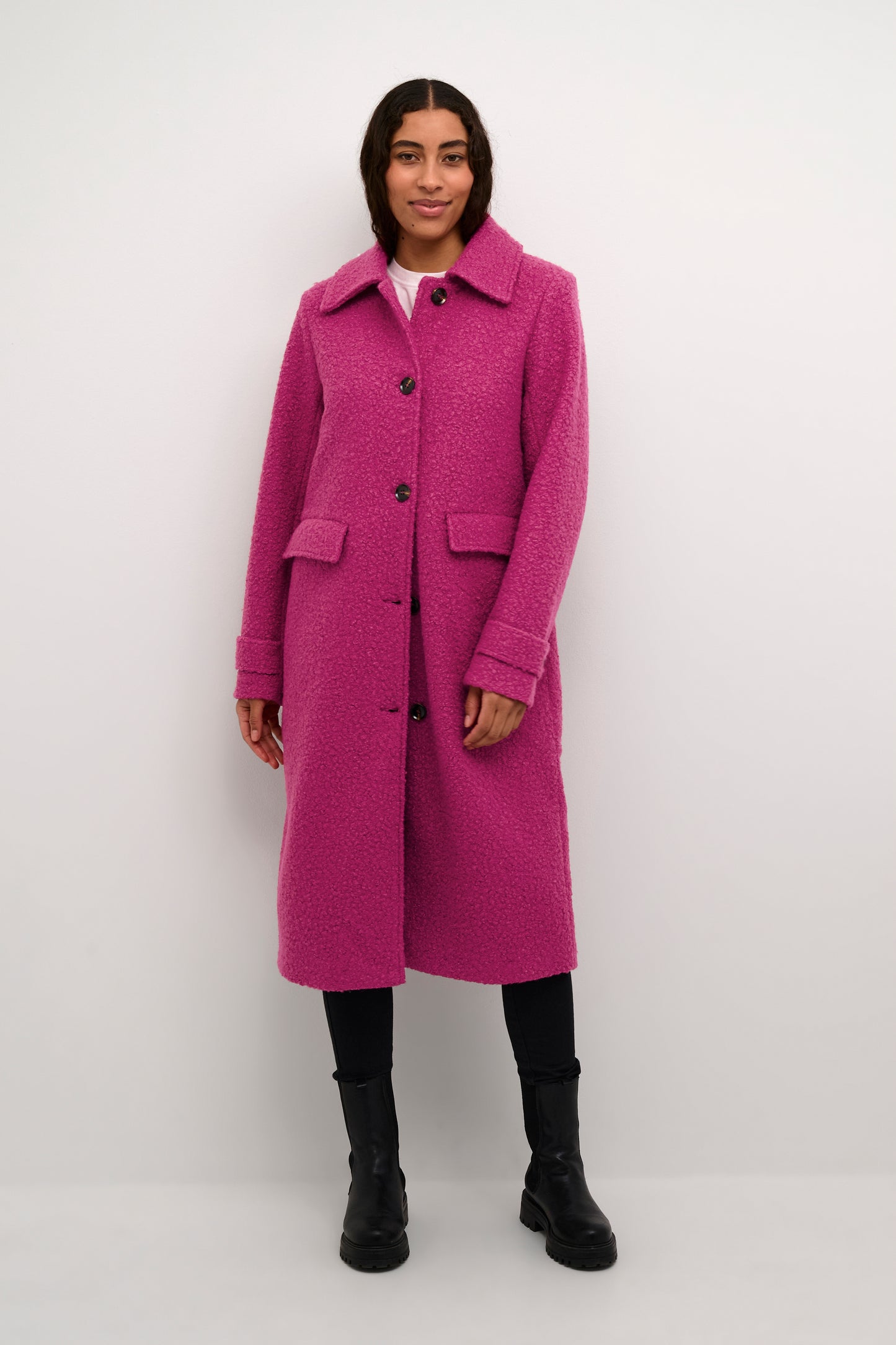 KAFFE ANNELISE Fuchsia Pink Teddy Jacket