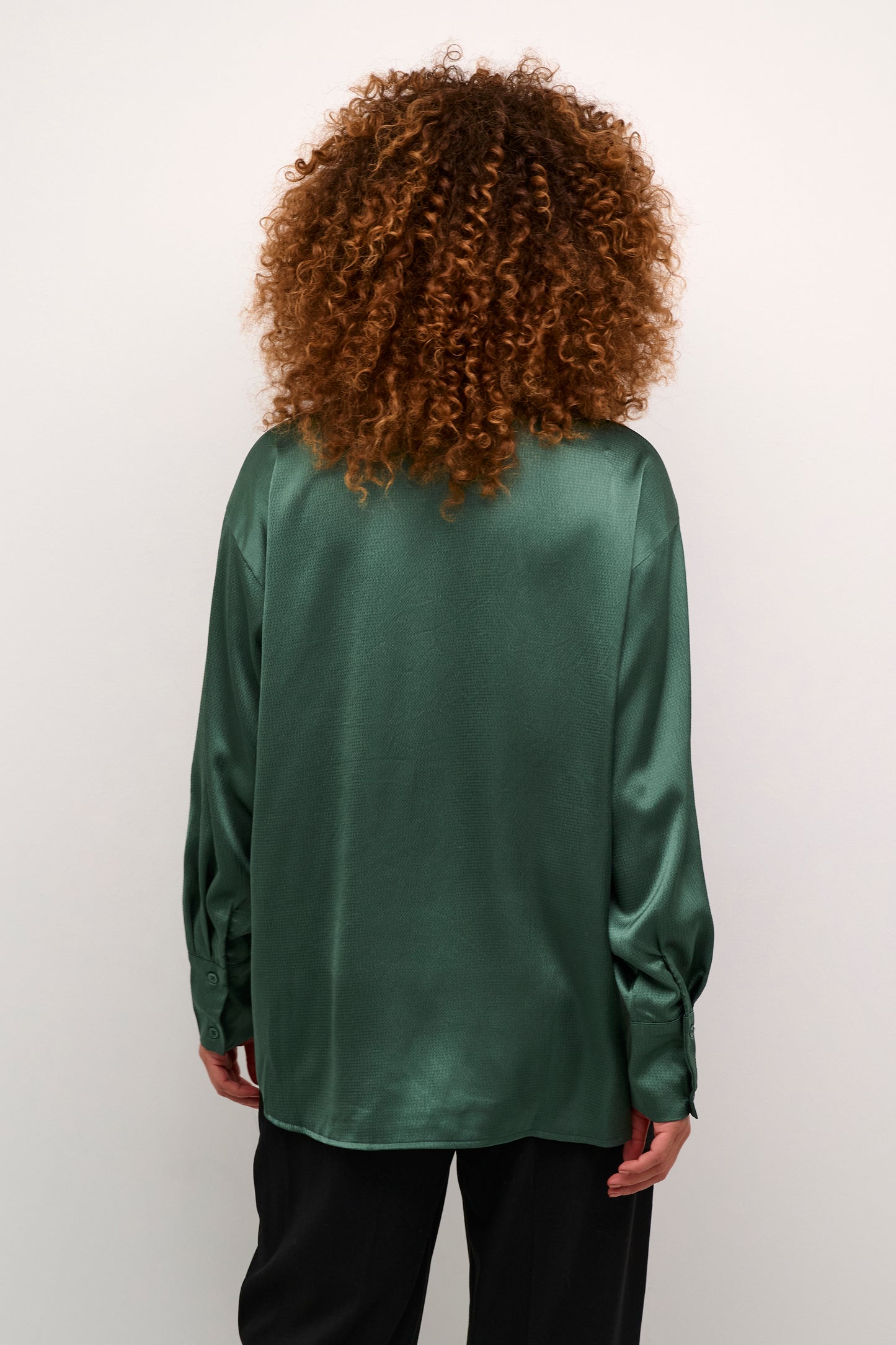KAFFE DONNA Emerald Green Satin Blouse