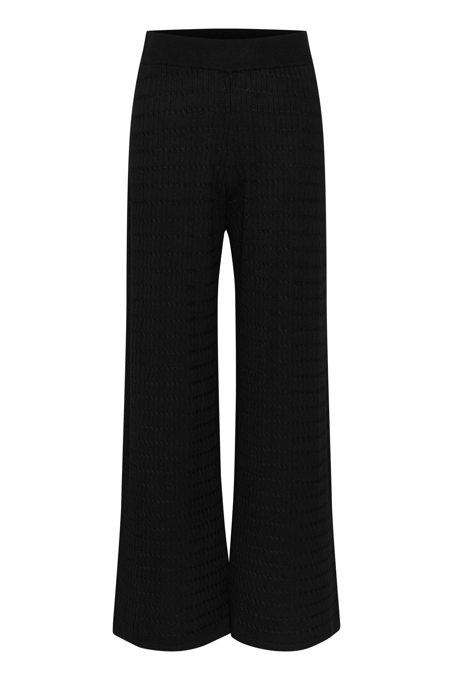 KAFFE SILLA Black Flowy Wide Leg Knitted Trousers