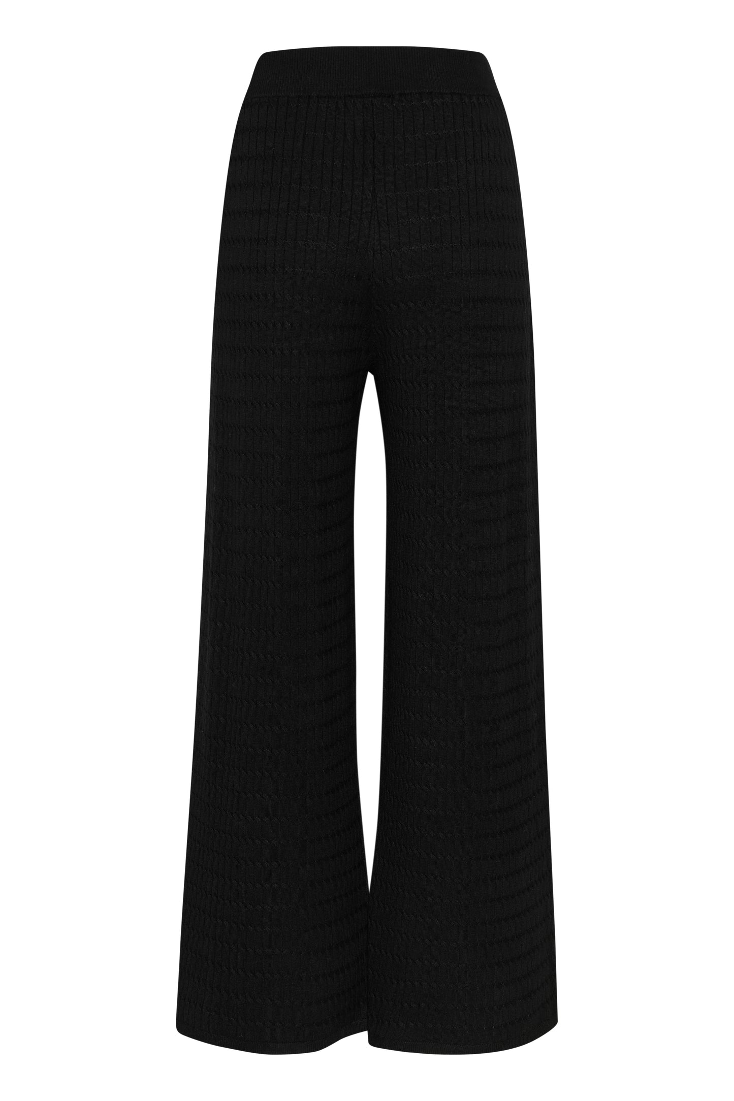 KAFFE SILLA Black Flowy Wide Leg Knitted Trousers