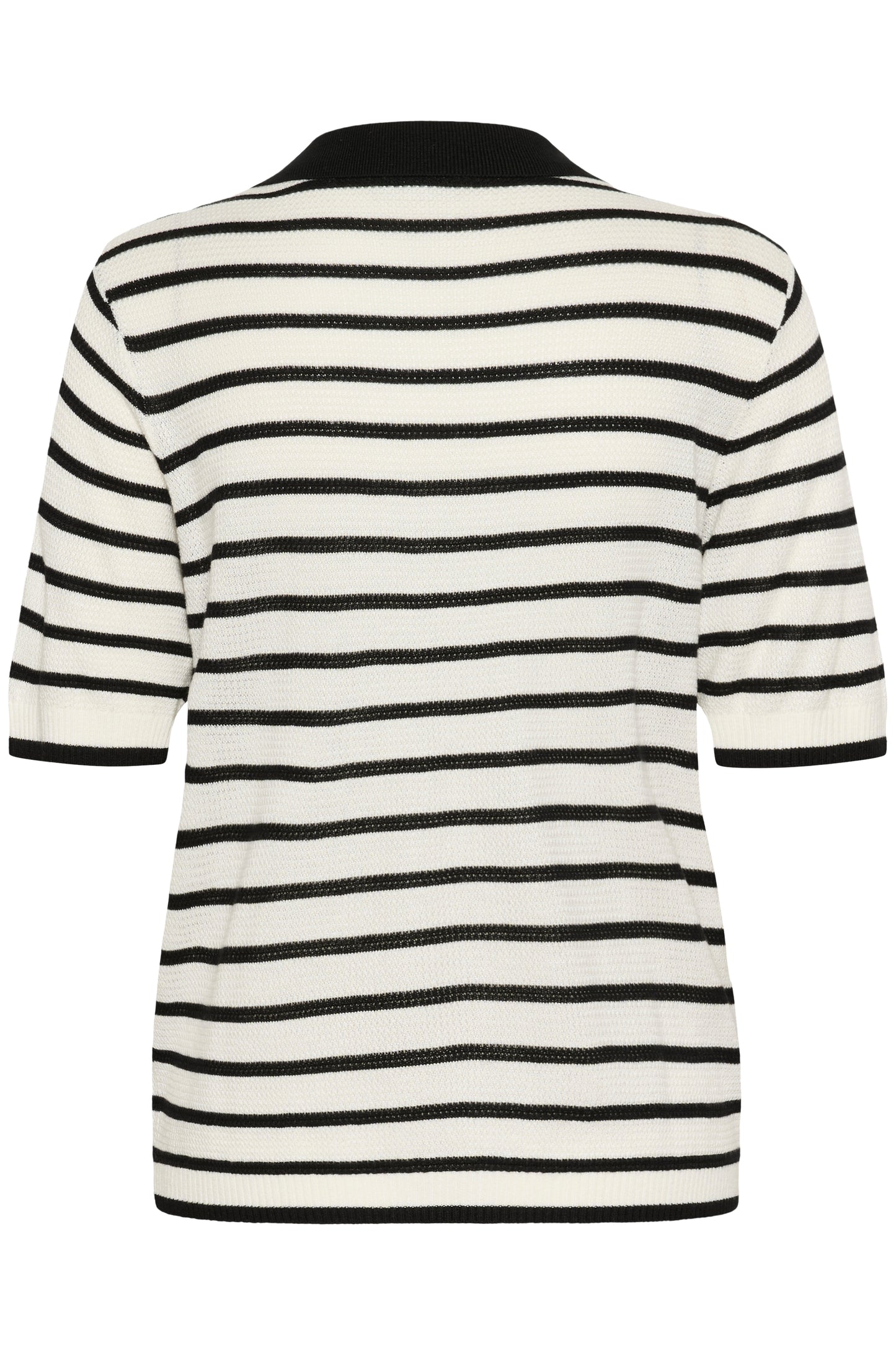 KAFFE LHENIA Two-Tone Cream & Black Knit Polo