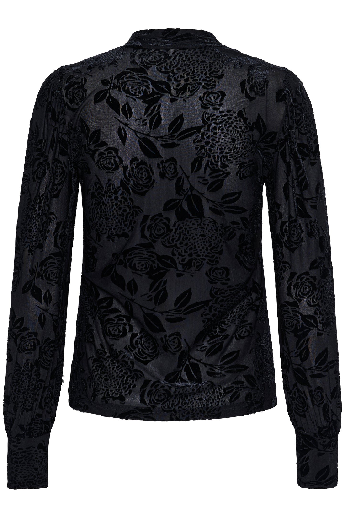 KAFFE ROSA Black Velvet Floral Longsleeve Top