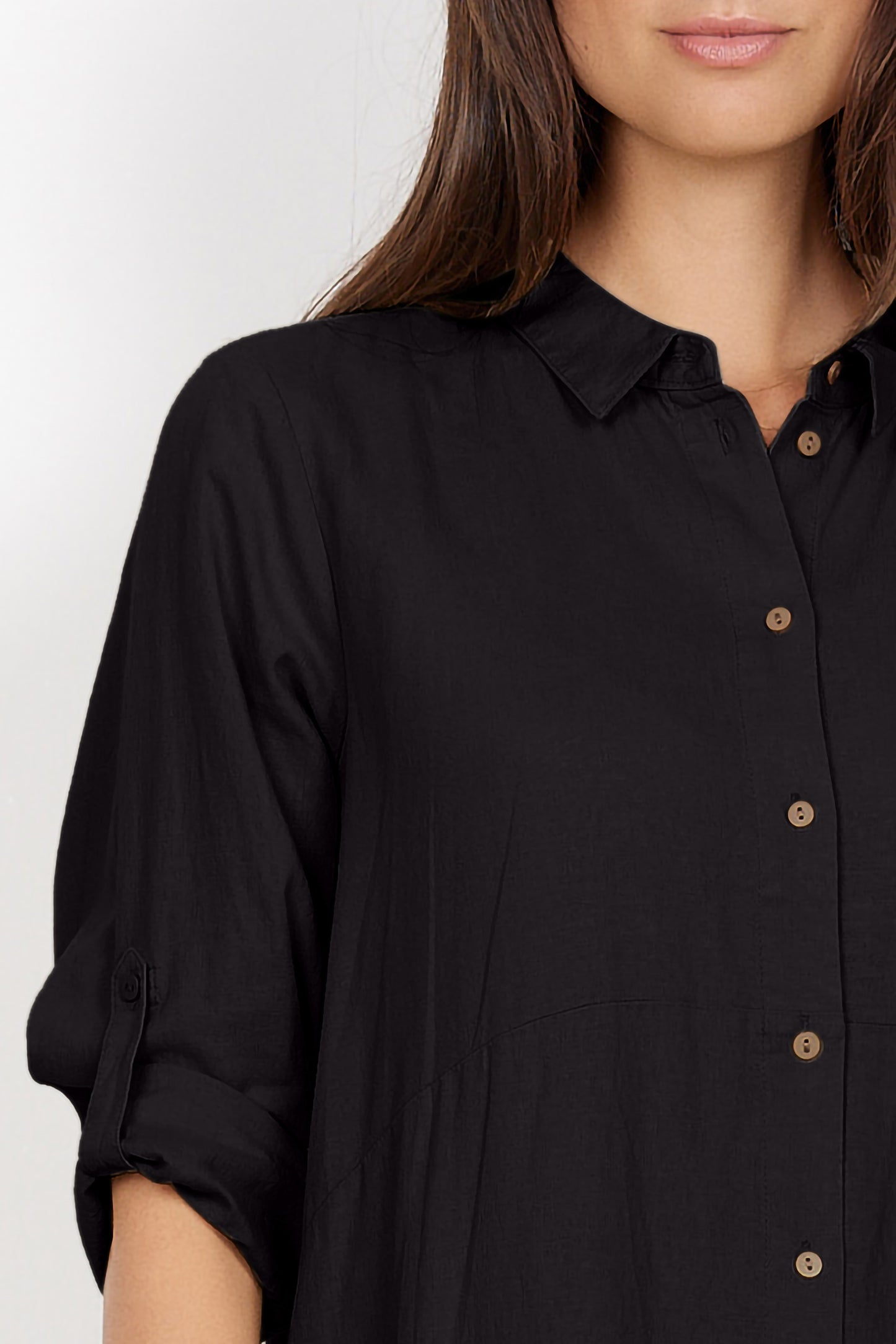 SOYA CONCEPT INA 8 Black Linen Blend Button Down Dress