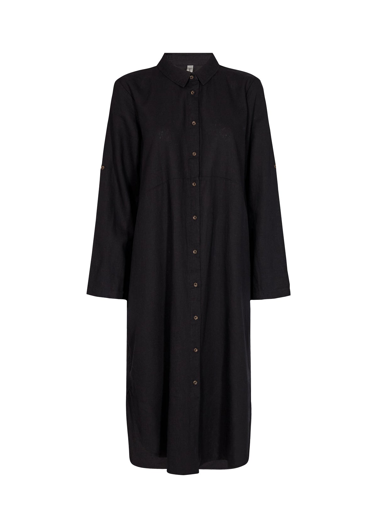SOYA CONCEPT INA 8 Black Linen Blend Button Down Dress