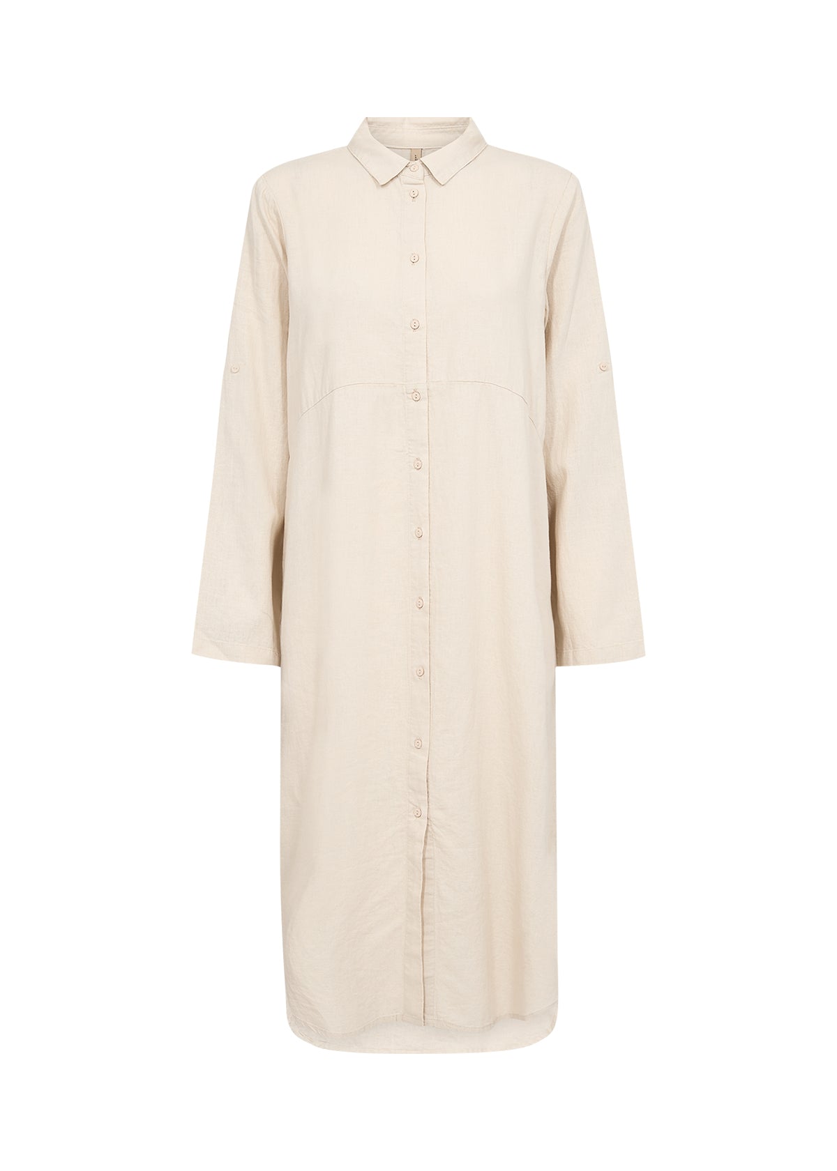 SOYA CONCEPT INA 8 Sand Linen Blend Button Down Dress
