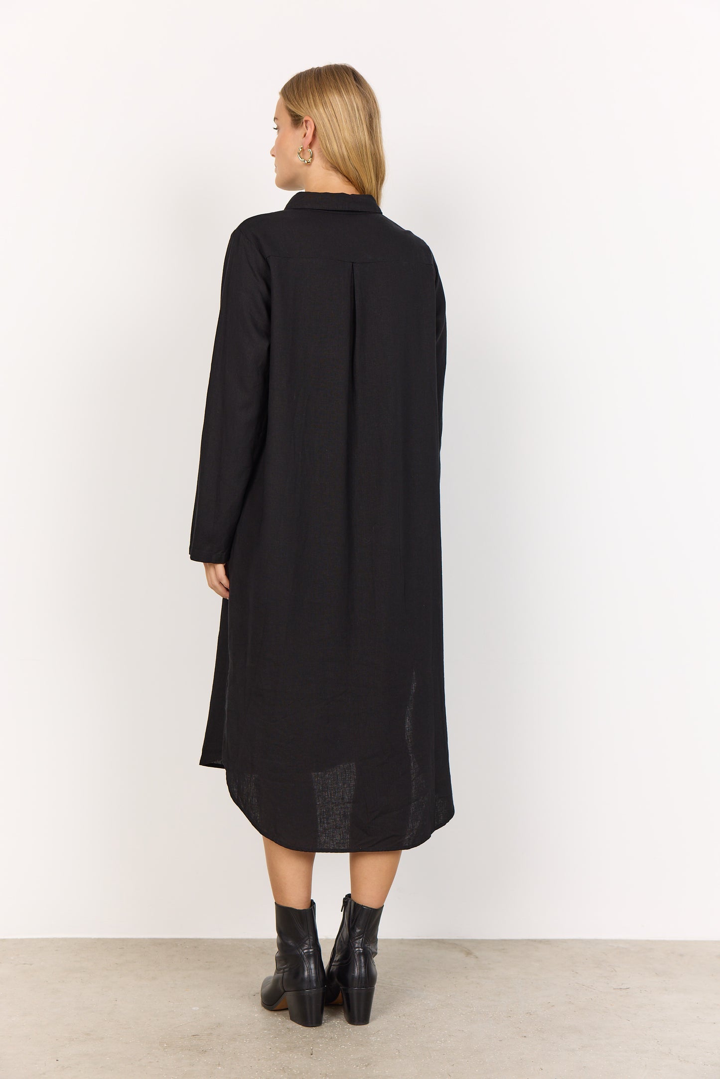 SOYA CONCEPT INA 8 Black Linen Blend Button Down Dress
