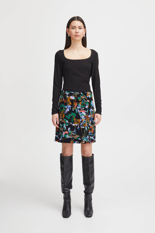 ICHI KATE Multicolored Collage Print Skirt