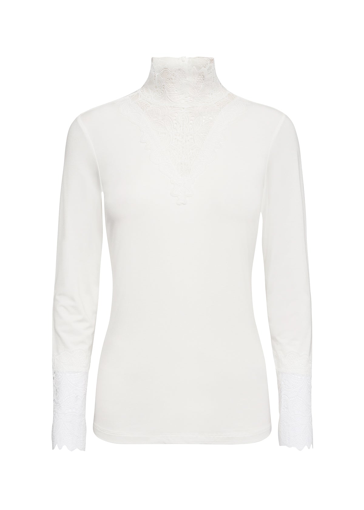 SOYA CONCEPT Marica 20 Off White V Neck Lace Longsleeve Top