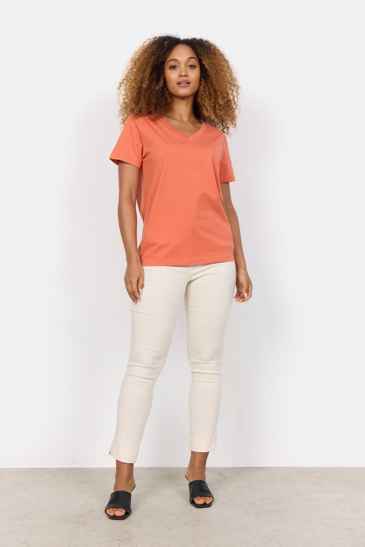 Soya Concept Derby 2 100% Organic Cotton Orange V Neck Tee