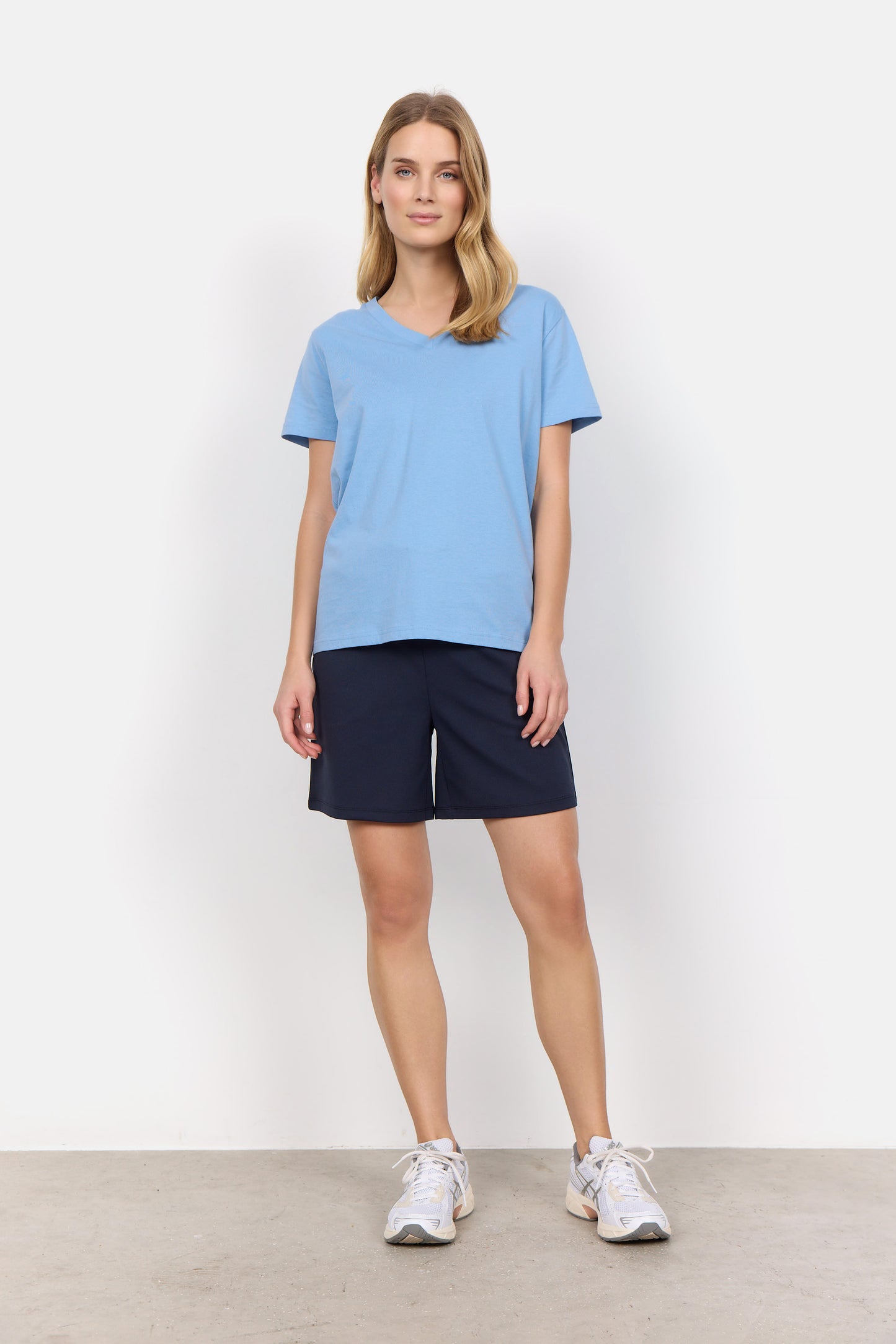Soya Concept Derby 2 100% Organic Cotton Crystal Blue V Neck Tee