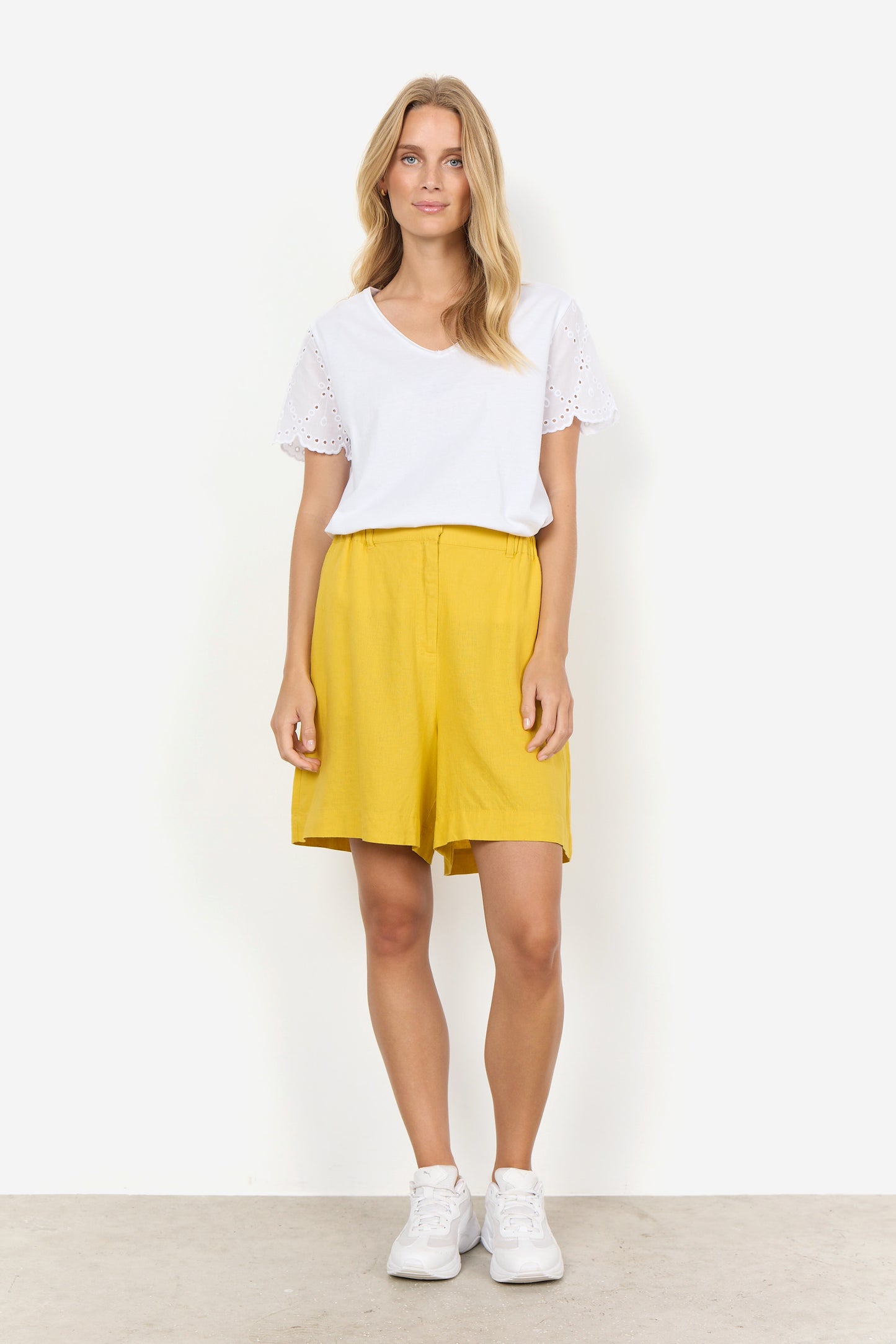 SOYA CONCEPT Loraine 5 100% Organic Cotton Pure White Eyelet Shirt