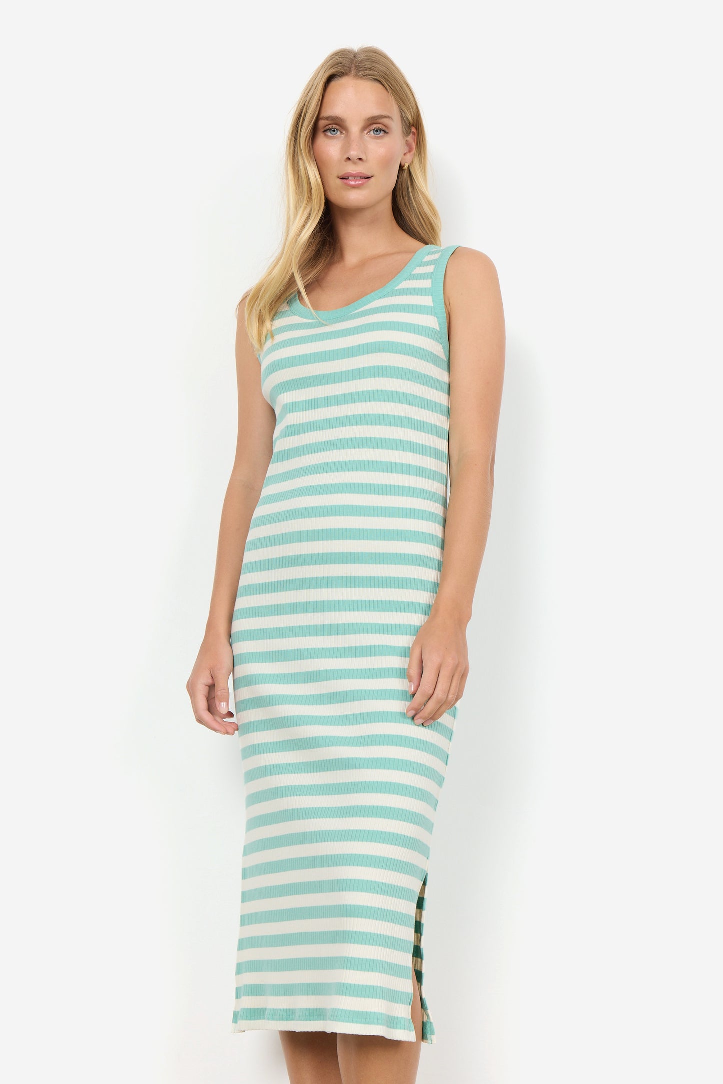 SOYA CONCEPT Djaka Aqua Striped Ribbed Dress