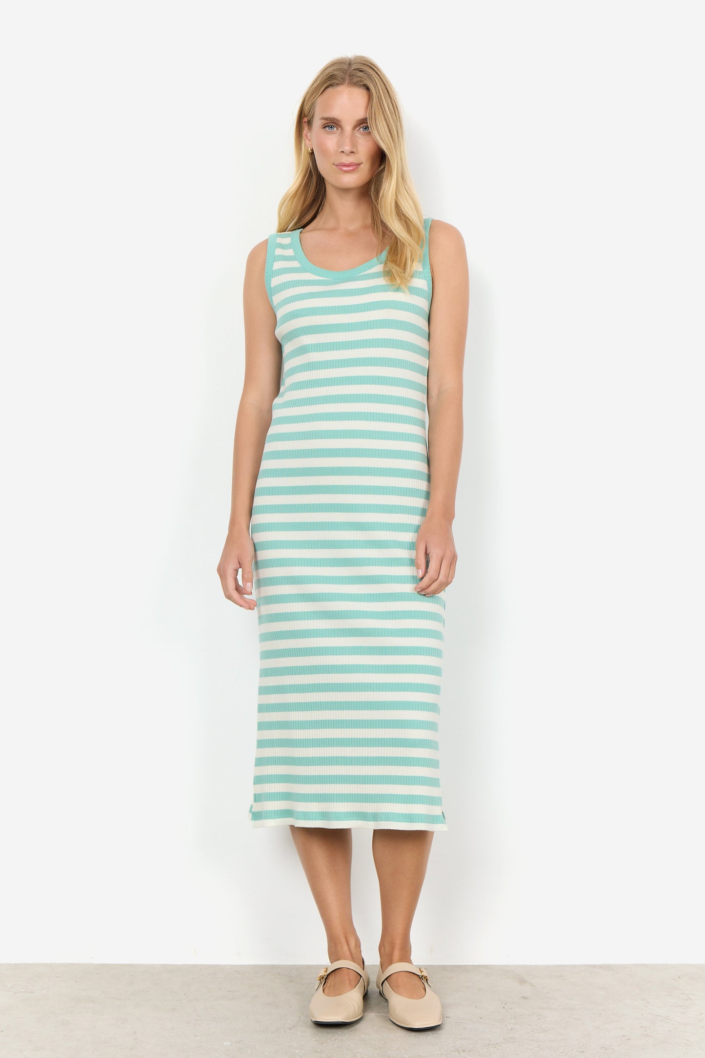 SOYA CONCEPT Djaka Aqua Striped Ribbed Dress
