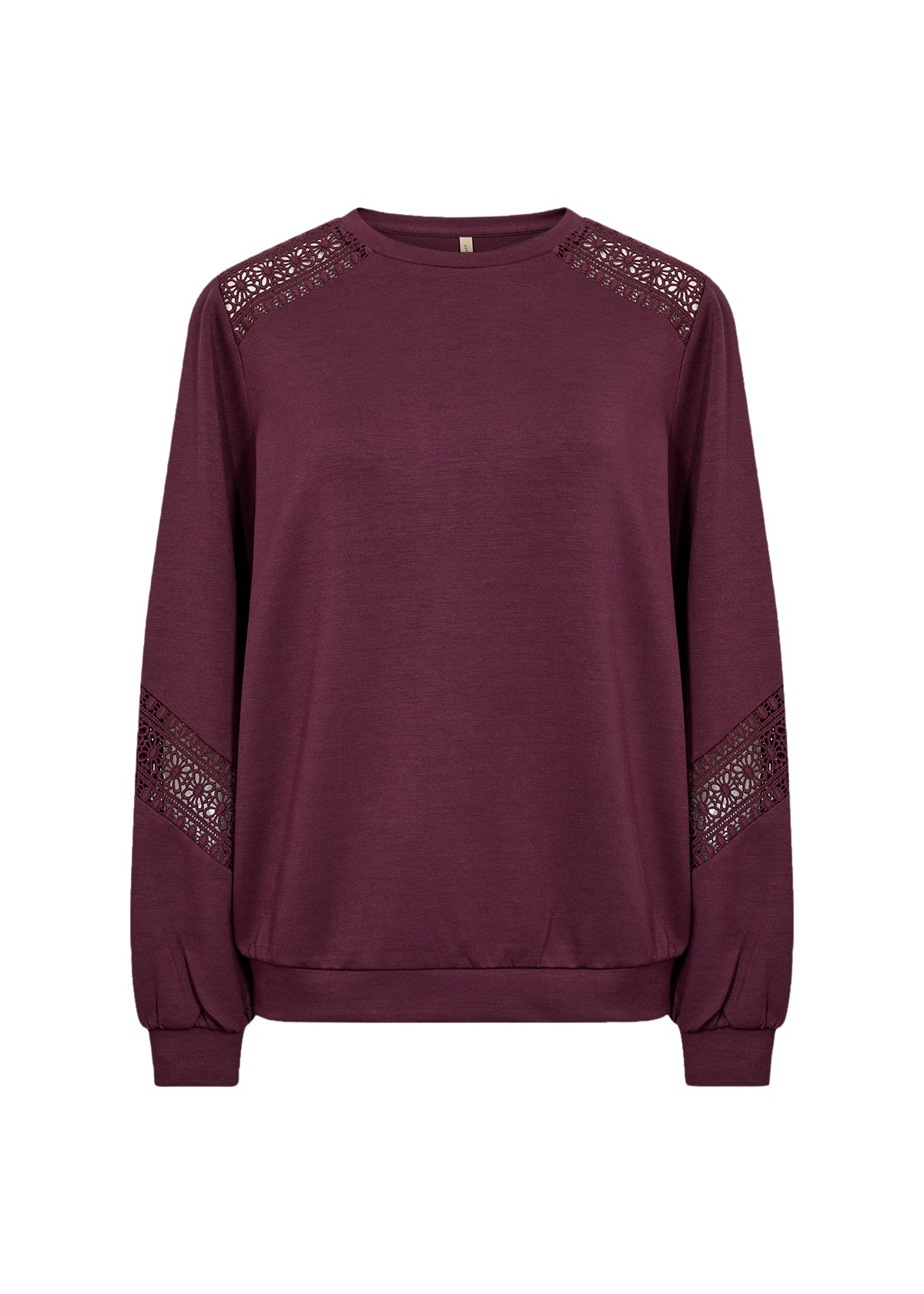 SOYA CONCEPT Banu 193 Wine Crocheted Lace Crewneck