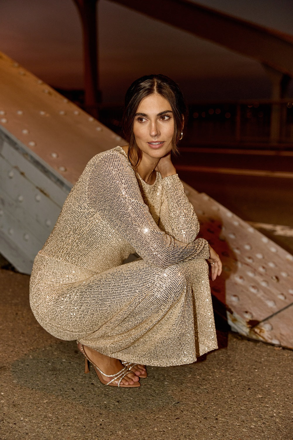SOYA CONCEPT Nanette 1 Chic Cream Sequin Glam Longsleeve Top