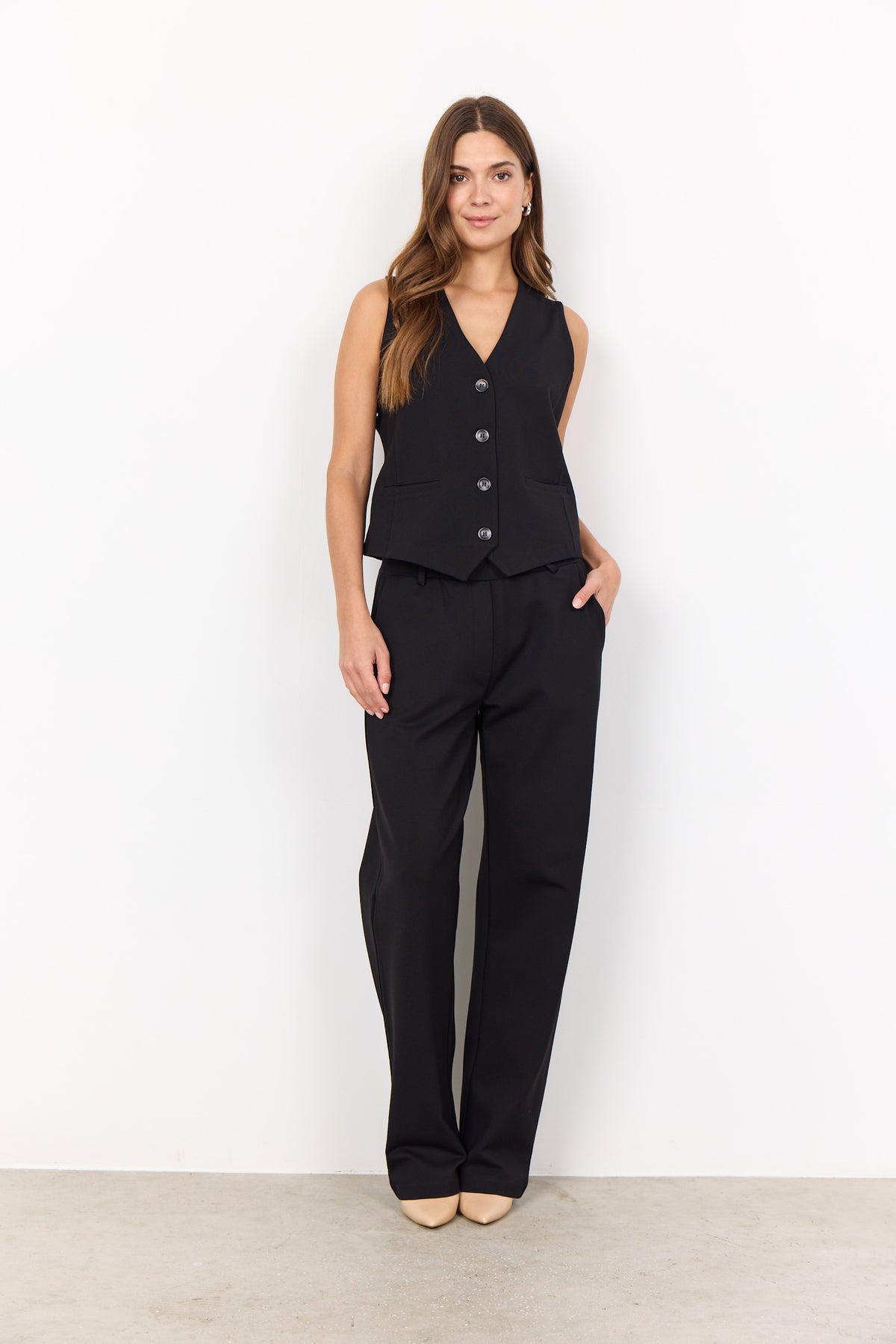 SOYA CONCEPT Nanni Gilet sans manches noir boutonné