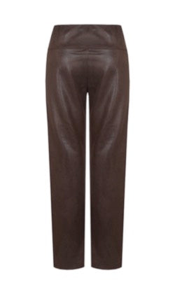 C&S THE LABEL ISELLA Dark Chocolate Brown Faux Leather Leggings