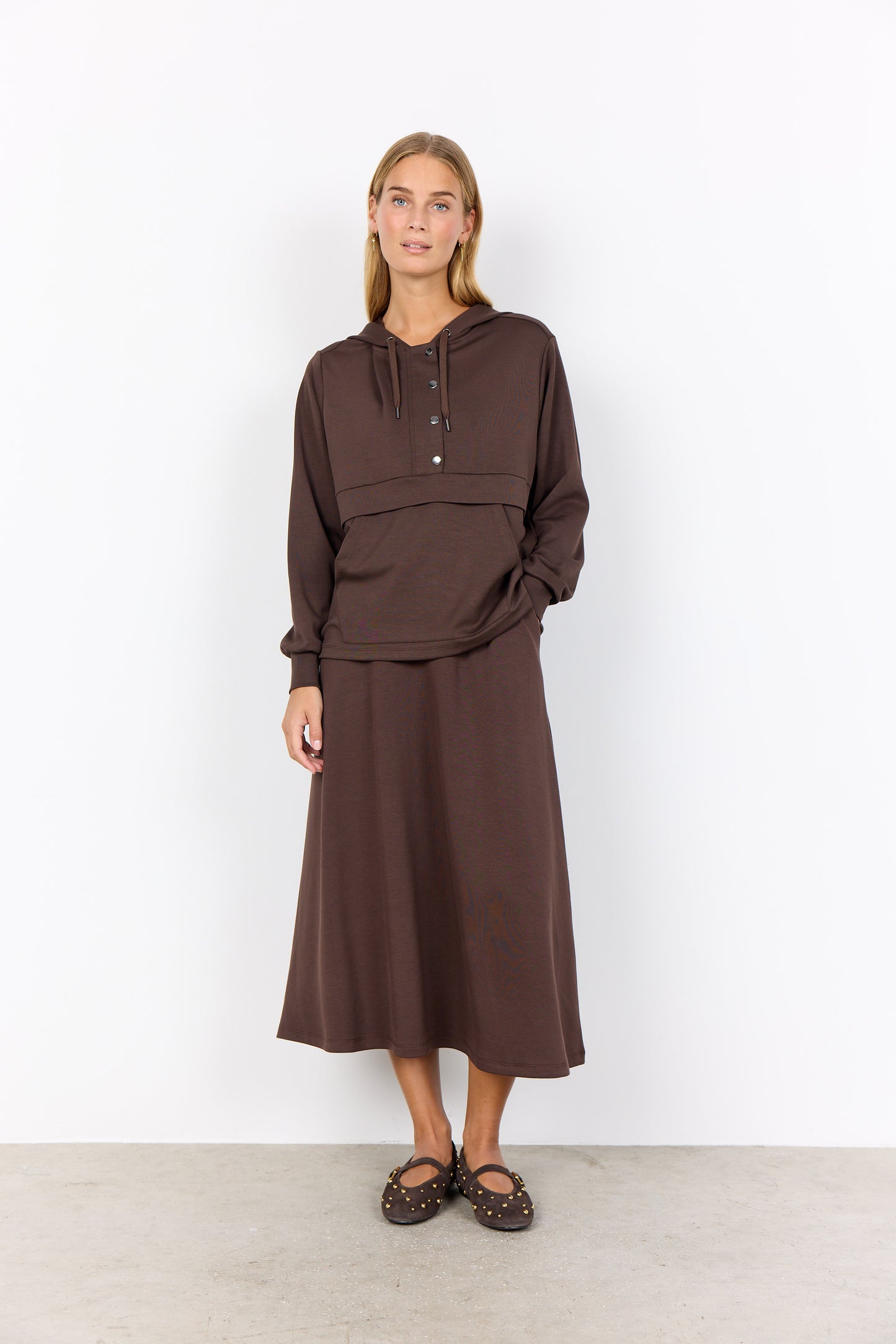 SOYA CONCEPT Banu 263 Cocoa Kangaroo Sweater Hoodie