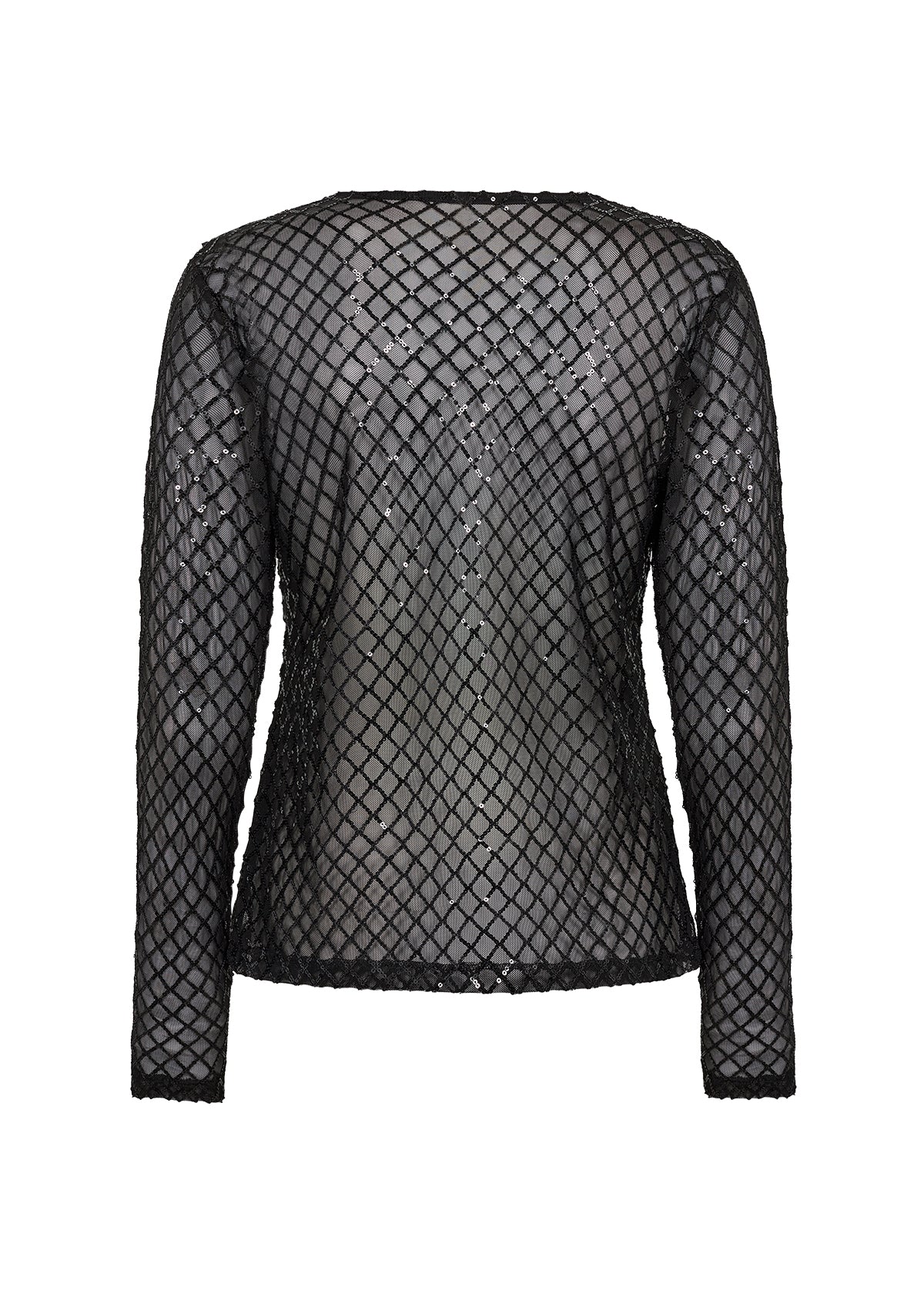 SOYA CONCEPT ASIMA Black Sequin Mesh Longsleeve Top