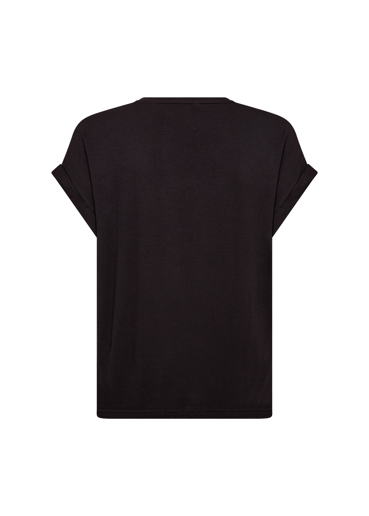 SOYA CONCEPT Thilde Black Satin V-Neck T-Shirt – Soft ECOVERO™ Viscose Tee