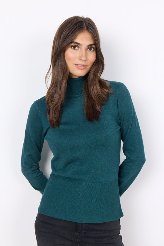 SOYA CONCEPT DOLLIE 145 Shady Green Turtleneck Pullover Knit