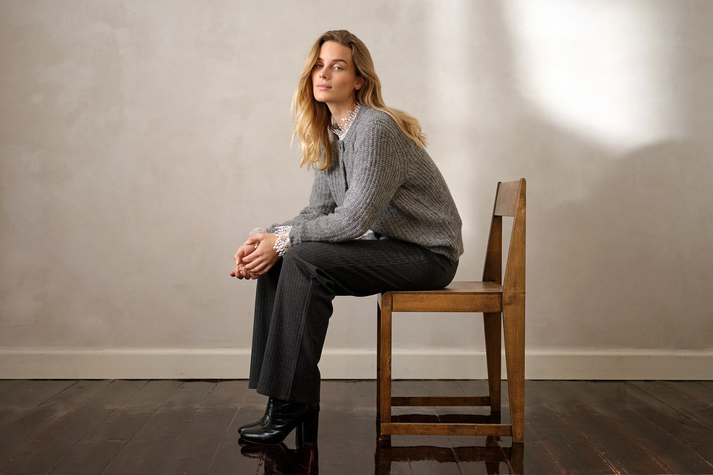 SOYA CONCEPT IVA 2 Grey Pinstriped Trousers