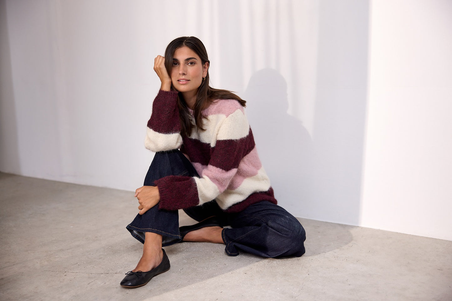 SOYA CONCEPT Ilene 1 Wine Woodrose Cream Striped Knit