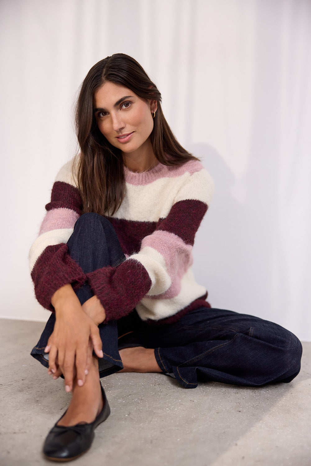 SOYA CONCEPT Ilene 1 Wine Woodrose Cream Striped Knit