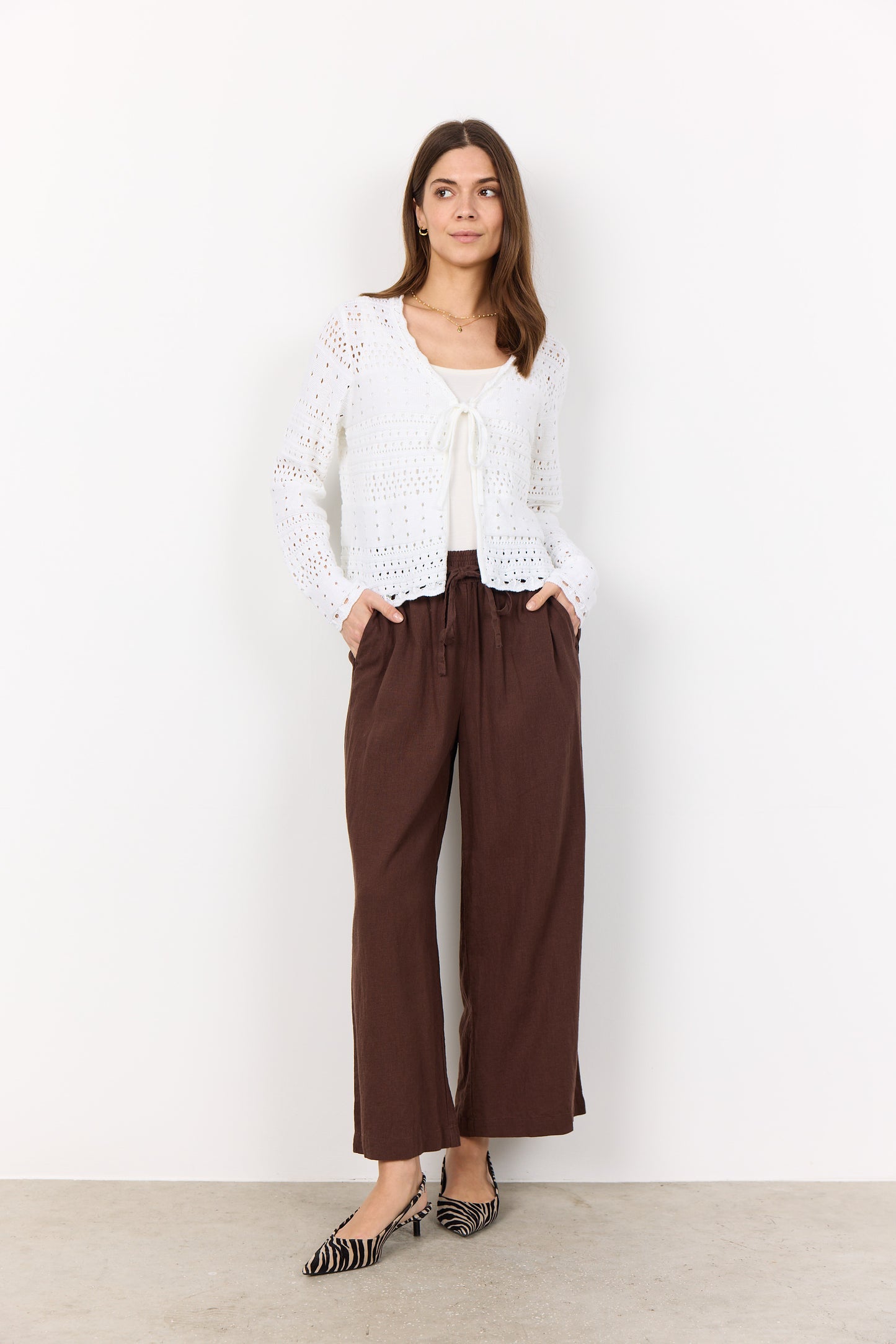 SOYA CONCEPT PERRY White Crochet Knit Cardigan