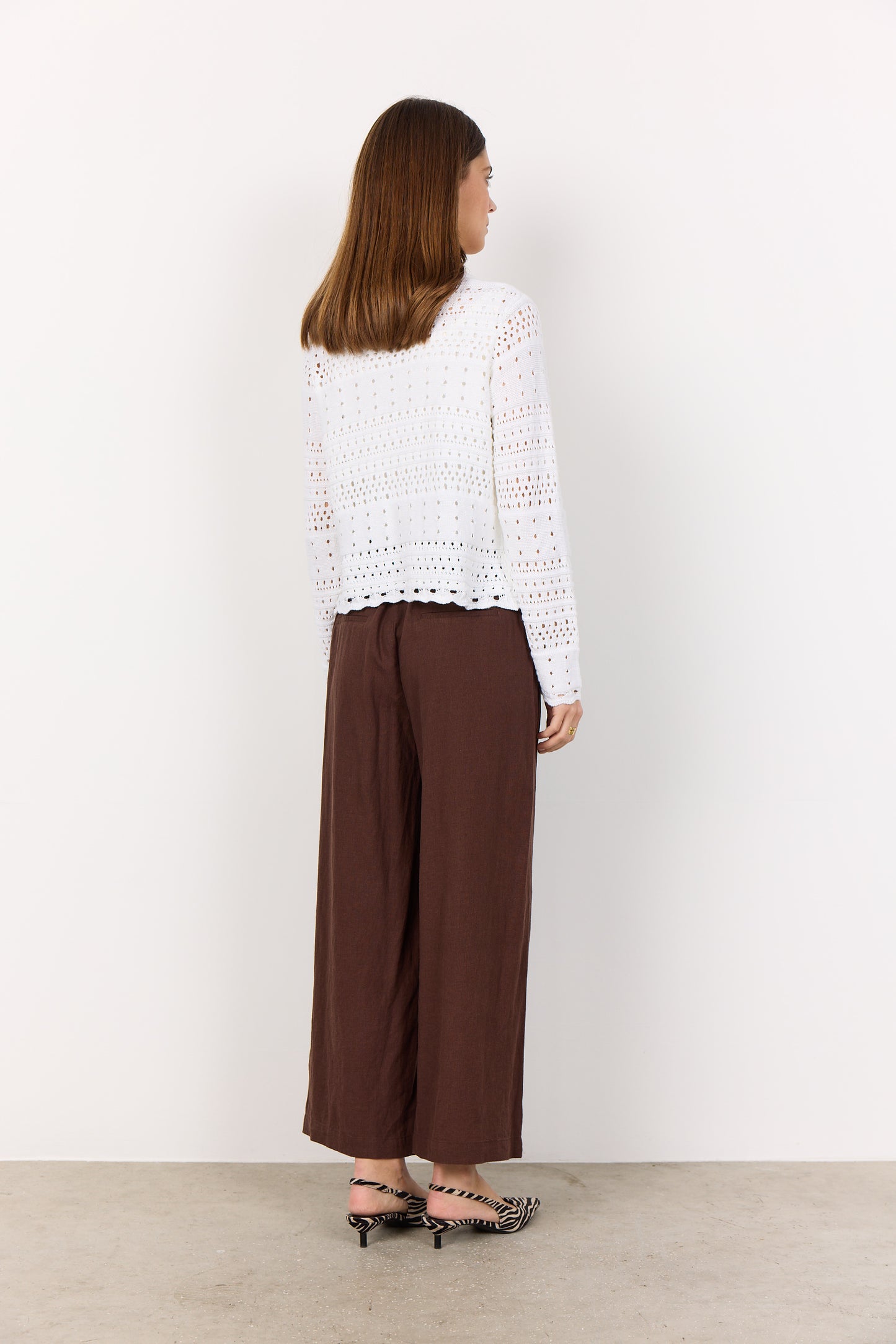 SOYA CONCEPT PERRY White Crochet Knit Cardigan