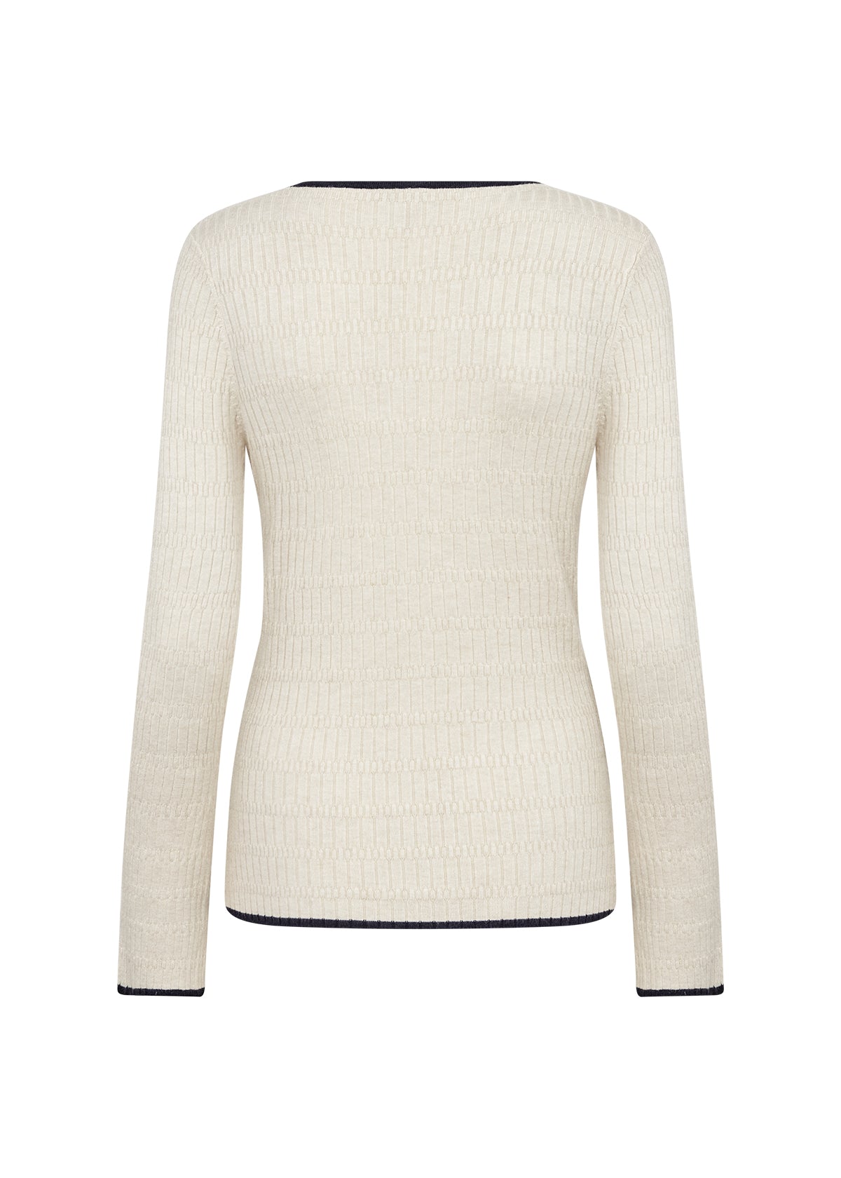 SOYA CONCEPT Dollie Ribbed Knit Pullover – Contrast Trim Crewneck Sweater