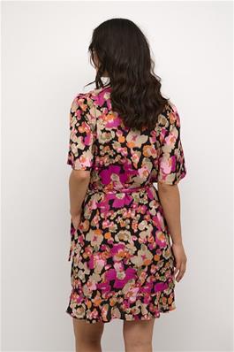 KAFFE POLLY Pink Floral Melon Wrap Dress