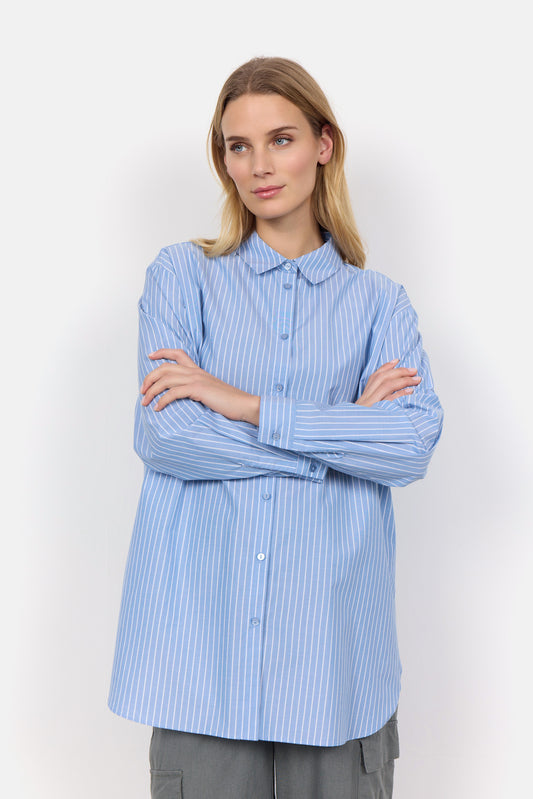 SOYA CONCEPT Dicle 2 Classic Oversized Blue & White Striped Blouse