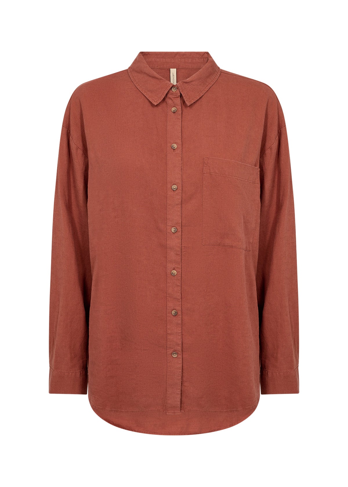 SOYA CONCEPT INA Rust Linen Blend Button Down Blouse