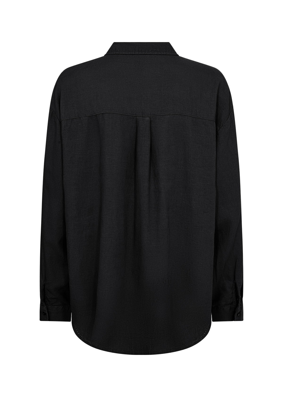 SOYA CONCEPT Ina Black Linen Blend Button Down Blouse
