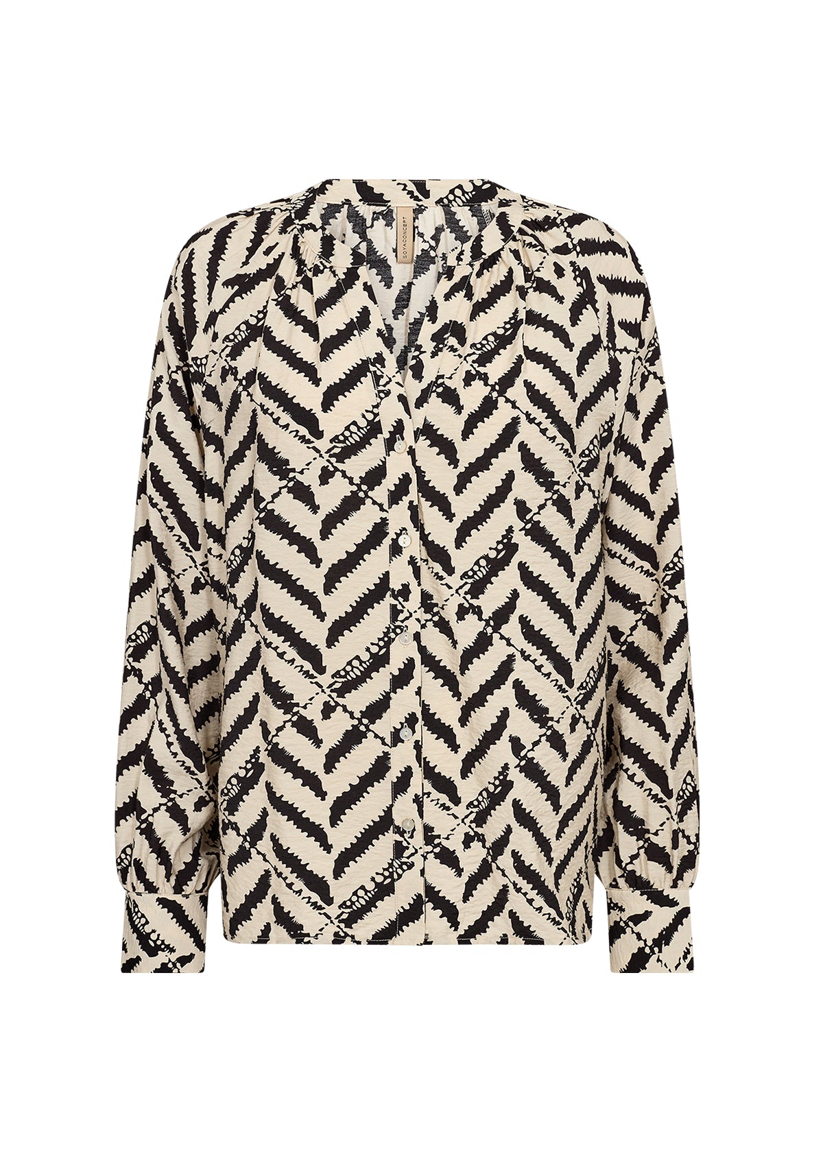 SOYA CONCEPT Inarose Black & Cream Print Button Down Blouse