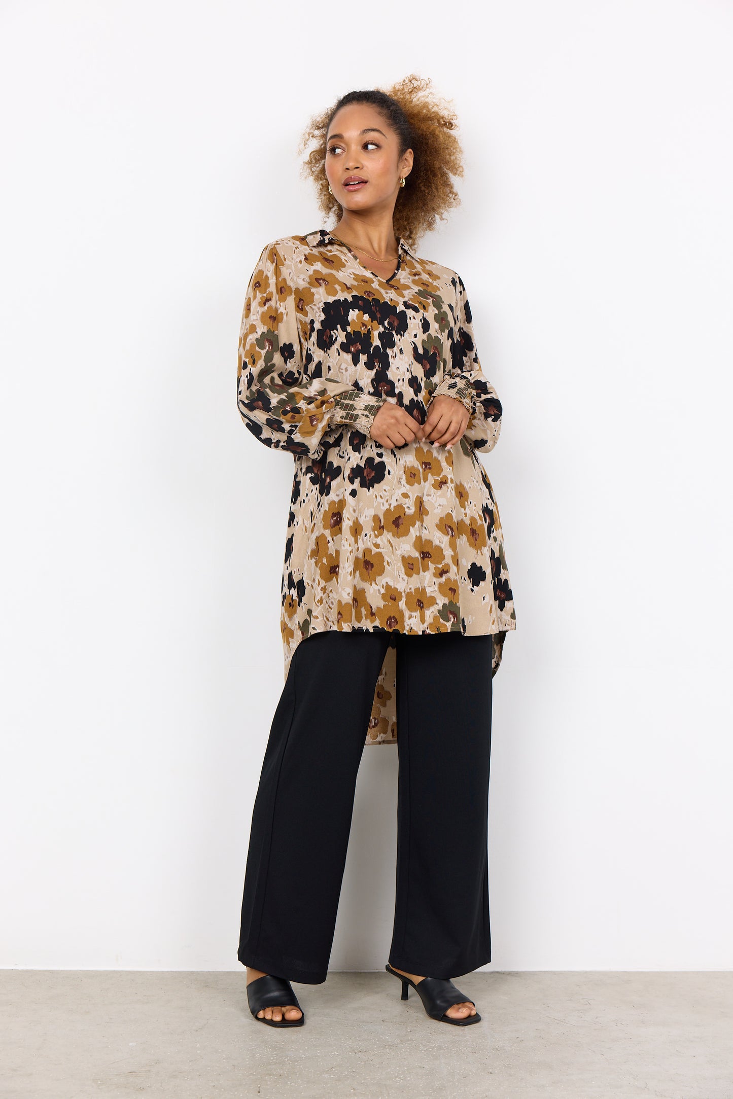 SOYA CONCEPT Irena 2 Olive & Mustard Floral Tunic Blouse