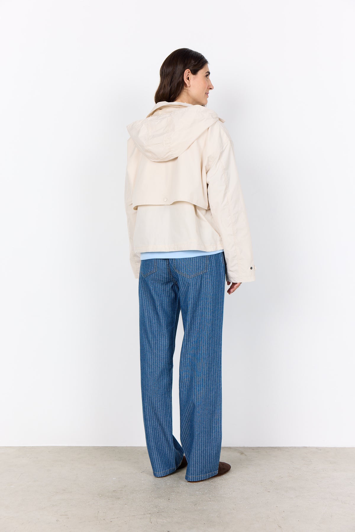 Veste à capuche crème Polenka SOYA CONCEPT – Coupe-vent léger style utilitaire