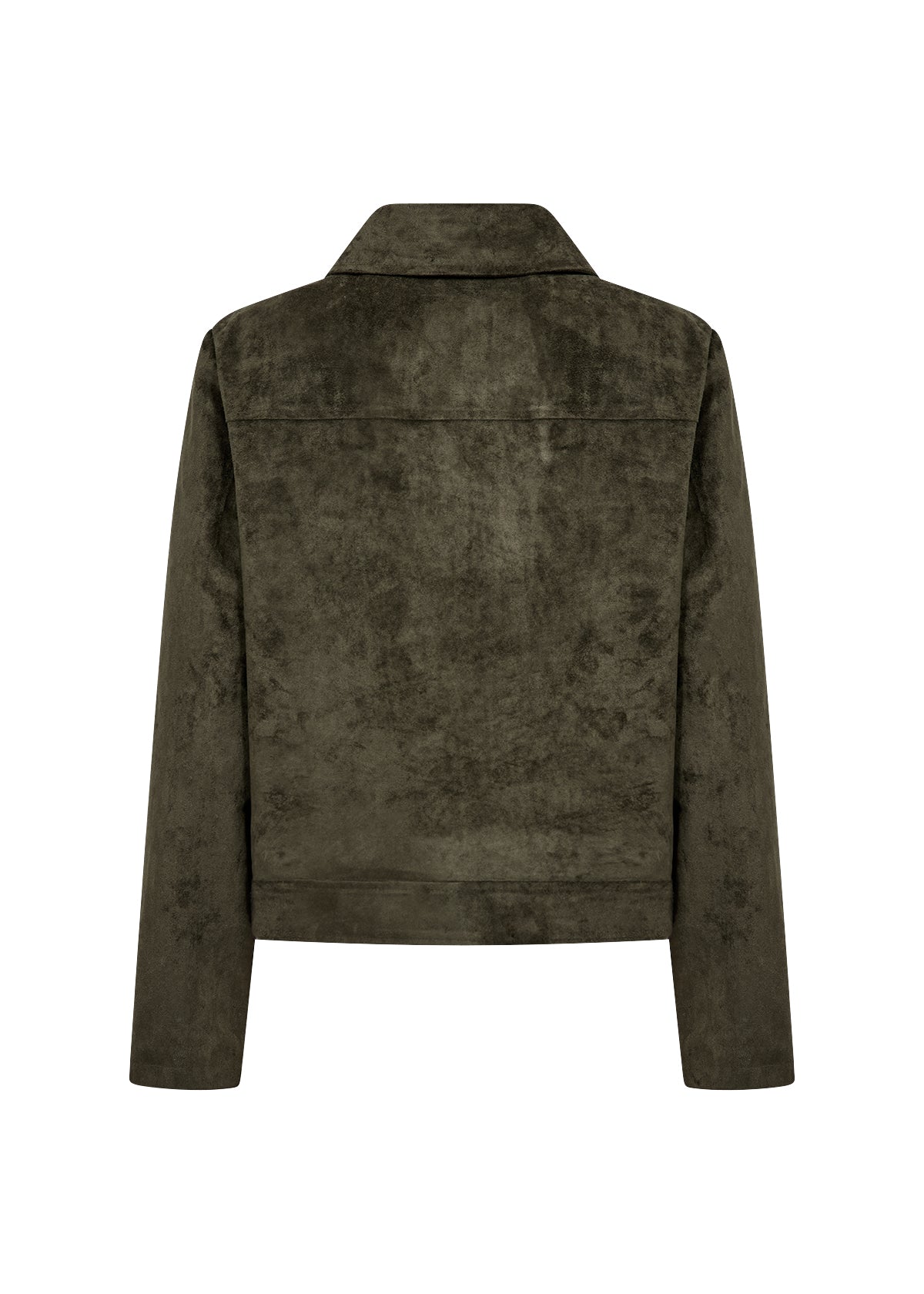 SOYA CONCEPT HAJRA Dark Olive Green Faux Suede Zip-Up Jacket