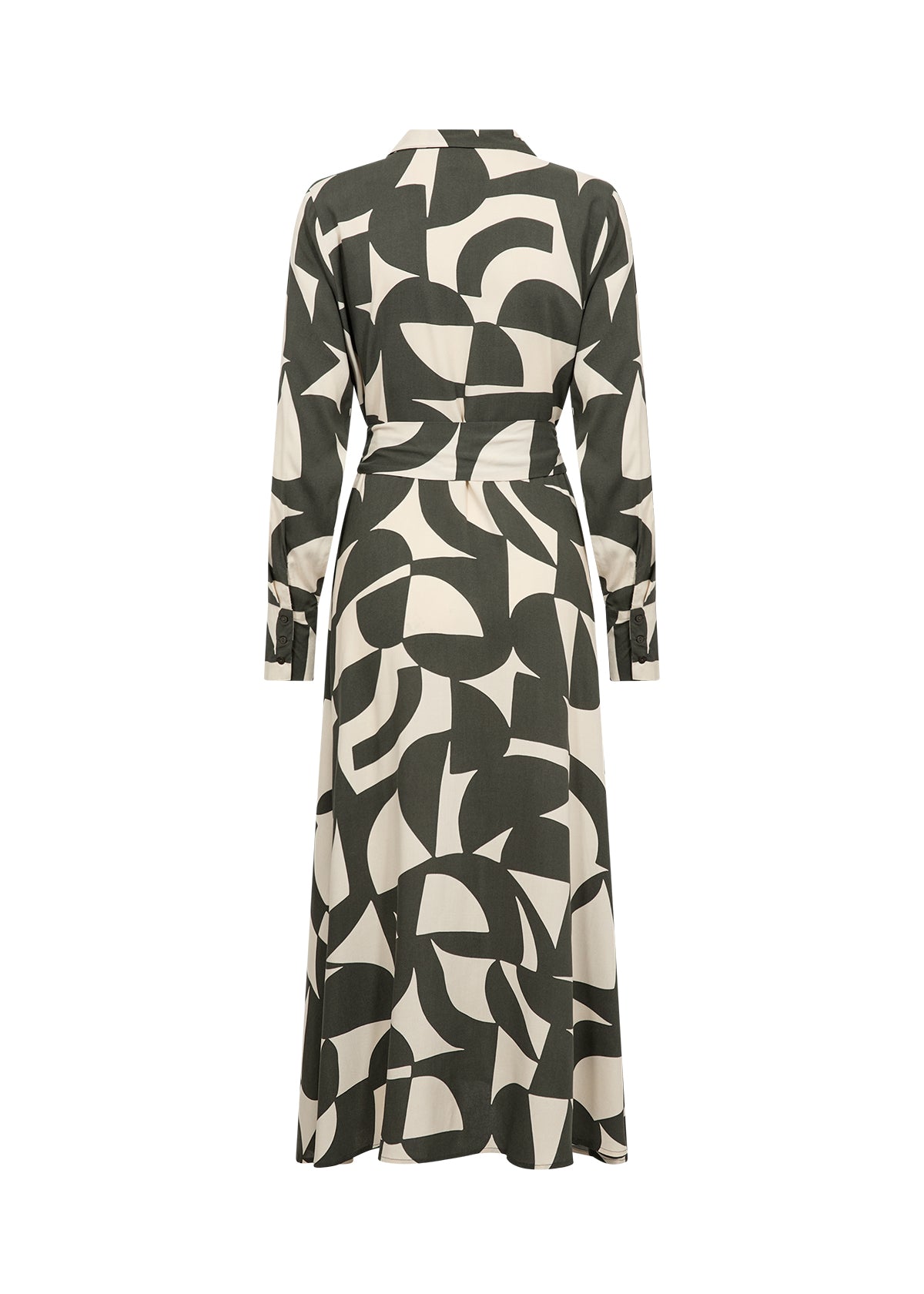 SOYA CONCEPT HANNI Cream & Kaki Green Print Dress