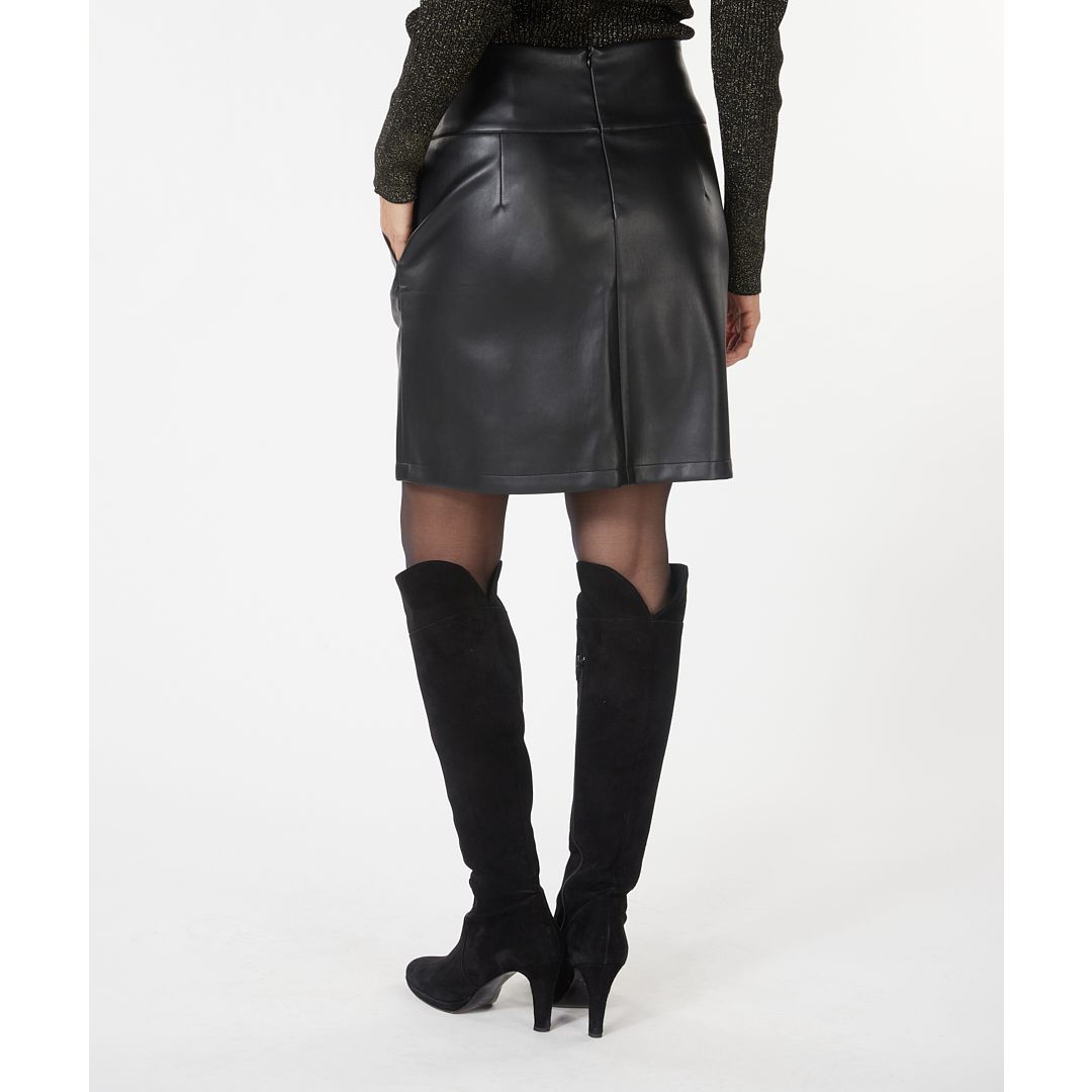 ESQUALO Black Faux Leather Skirt