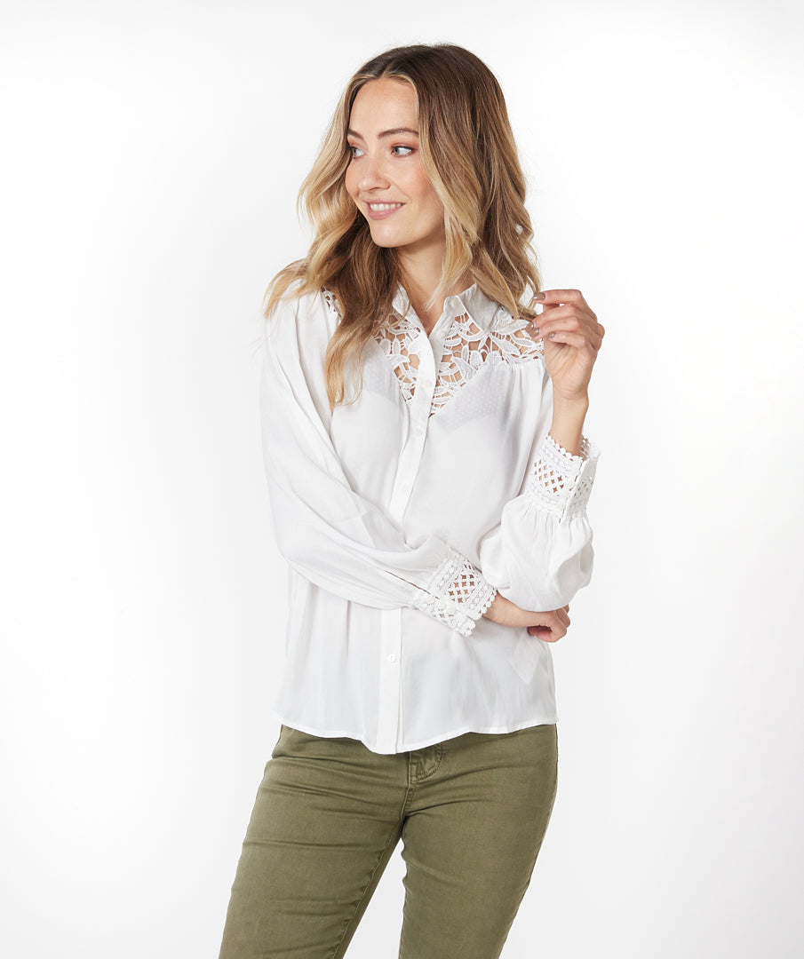 ESQUALO White Crochet Lace Blouse