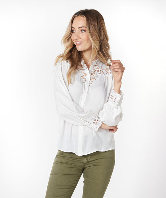 ESQUALO White Crochet Lace Blouse