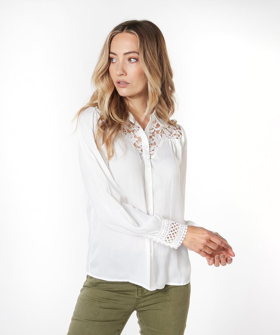 ESQUALO White Crochet Lace Blouse